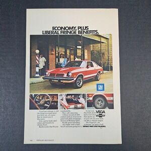 1974 Chevrolet Chevy Vega GT Vintage Print Ad GM General Motors Barber Shop Pole